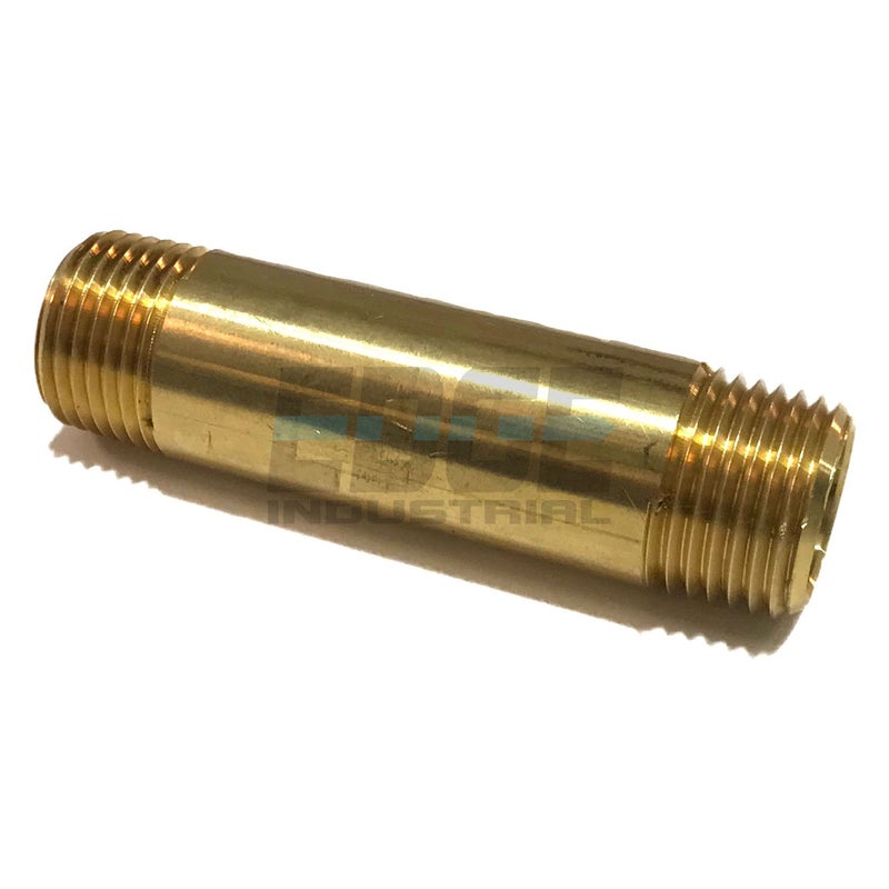 EDGE INDUSTRIAL Brass Long Nipple 1/2" X 1/2", 3" Length, Male NPT MNPT Fuel/AIR/Water/Oil/Gas WOG (Qty 01) - Image 1